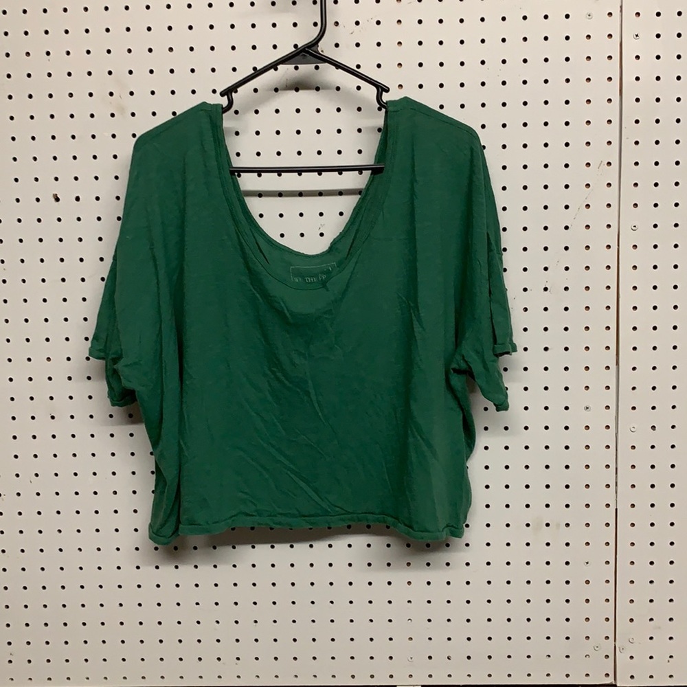 We The Free heathered green off shoulder / oversized crop top